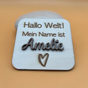 Hallo Welt: Personalisierte Holzkarte mit edlen Holzausschnitten | Erinnerung | Baby | Kind | Geschenkidee | Geschenk | Hallo Welt | Holz