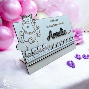 Cute children&#39;s countdown: Wooden countdown to stand up or hang with name | Children&#39;s birthday | Child | Countdown | Learn to count | Gift