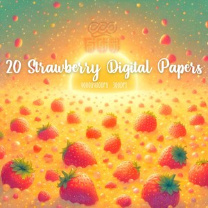Strawberry Digital Papers | 20 High Quality Strawberry JPGs| Strawberry Papers JPGs | Strawberry Background| Printables Strawberry JPGs