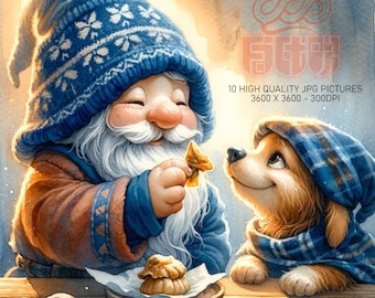 Dog Gnome Clipart, 10 High Quality JPGs, Dog Lover Clipart,  Commercial Use, Digital Download, Commercial JPG