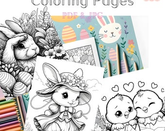18 Easter Coloring Pages | Cute Bunny Coloring | Easter Coloring for Kids |Easy Coloring | Easter Printable | Coloring PDF | Coloring JPG