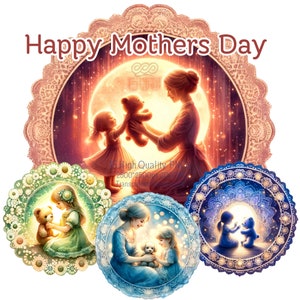 Happy Mothers Day Clipart|15 High Quality PNGs|Mothers & Daughter Clipart|Mom and Child PNG| Digital Mom Download|Cute Mom Clipart|Mommy PNG