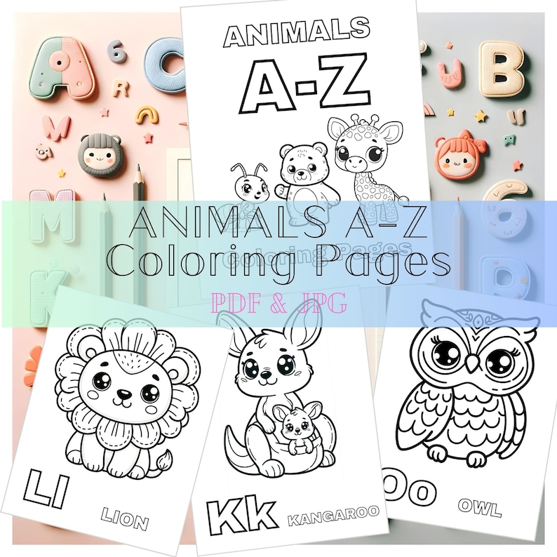 Animals AZ Coloring Pagesa B C Coloring Book Alphabet Coloring for