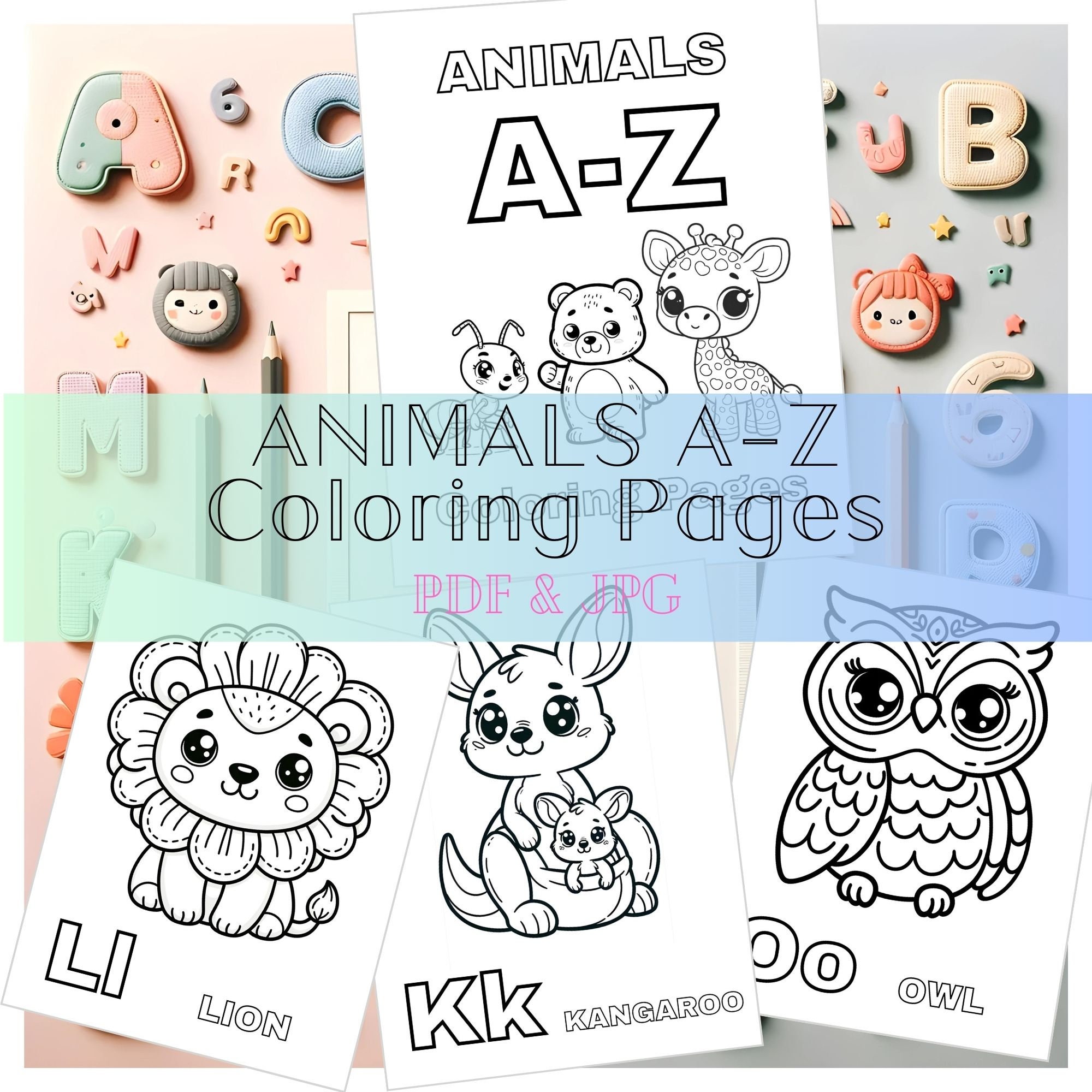 Animals AZ Coloring Pagesa B C Coloring Book Alphabet Coloring for