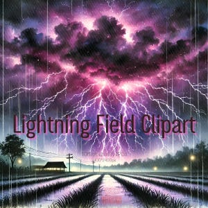 Watercolor Lightning Field Clipart,10 High Quality JPGs,Printable Lightning Field,Lightning Cloud,Instant Download,Thunder Clipart