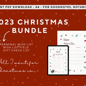 Lista de deseos Navidad Lista de Navidad Lista de verificación de lista de deseos para Navidad plantilla digital Navidad
