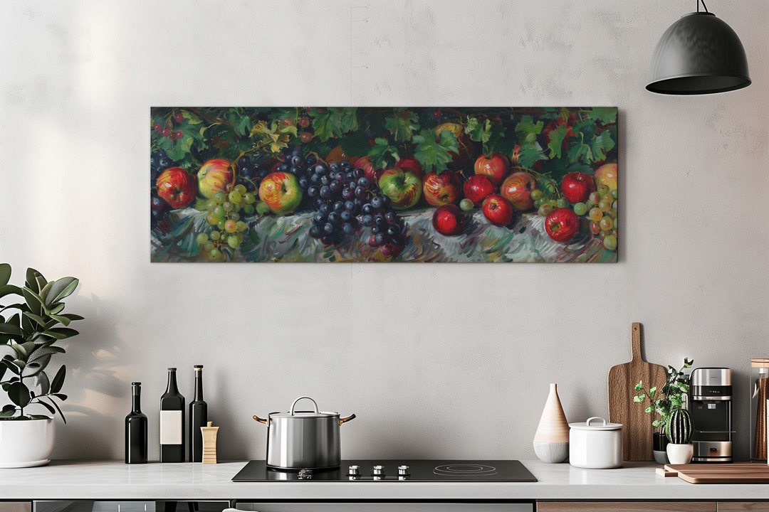 set of 2 kitchen prints | kitchen wall art, fruit wall... Fruit Wall Decor for Kitchen Fruit Paintings on Canvas Large Horizontal ...