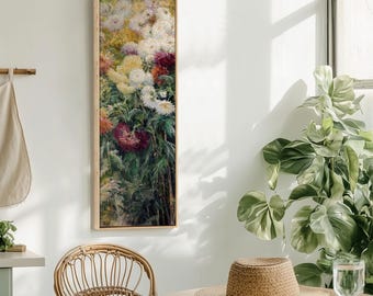 Floral Impressionist Canvas Print | Tall Chrysanthemum Garden Wall Art