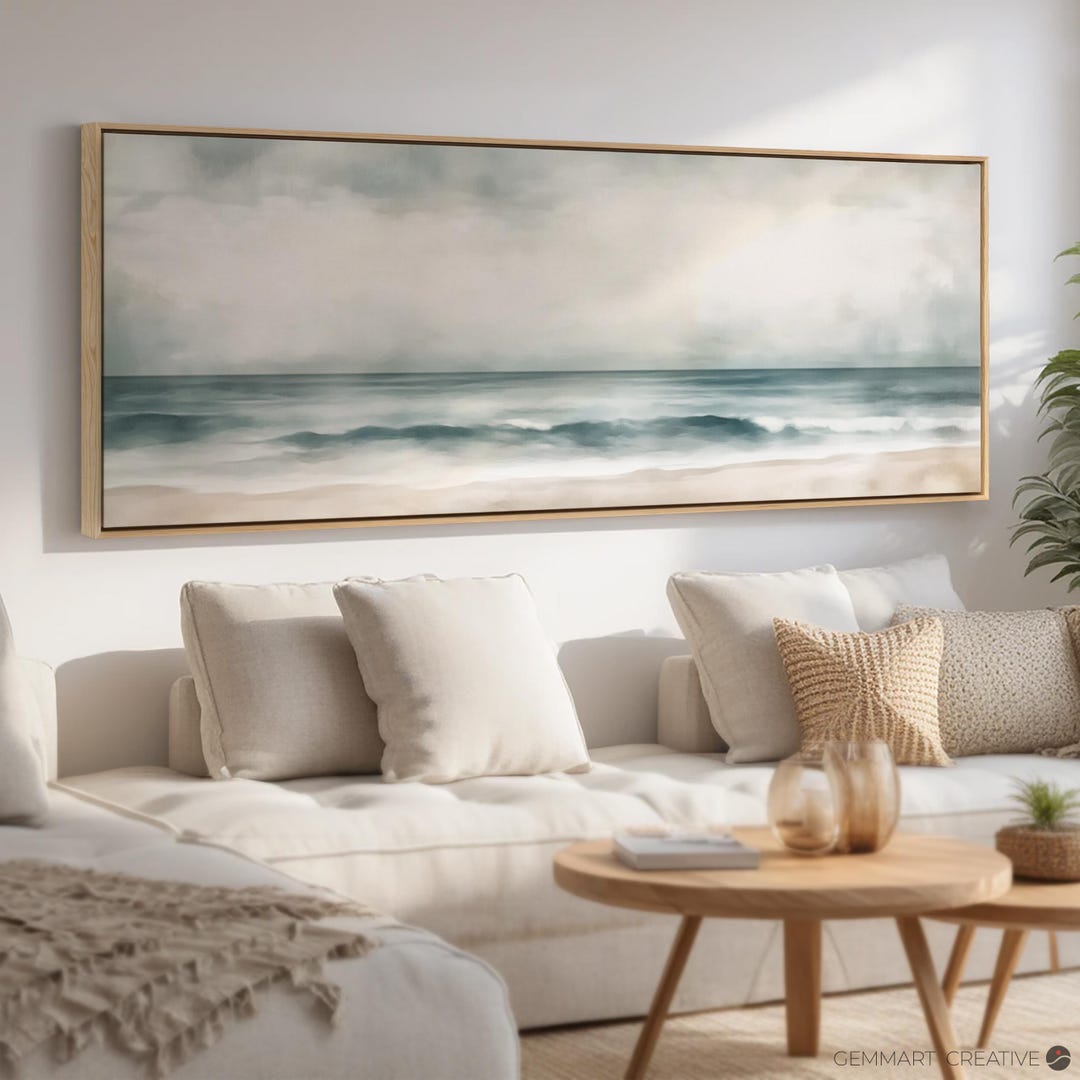 Framed Panoramic Beach Canvas Print | Coastal Seascape Wall Art - Etsy ...