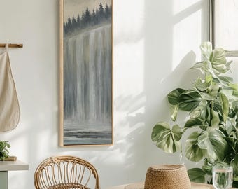 Waterfall Canvas Wall Art Print, Misty Forest Landscape Painting