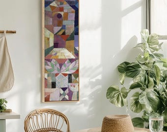 Geometric Abstract Framed Canvas Art | Cubist Painting Print, Modern Wall Decor