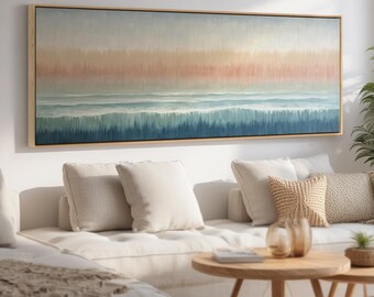 Abstract Coastal Sunset Canvas Print | Modern Ocean Painting