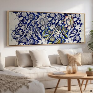 Blue Floral Canvas Print: Vintage Botanical Wall Art, Elegant Home Decor