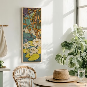 Dragonfly and Lotus Canvas Wall Art | Art Nouveau Botanical Print