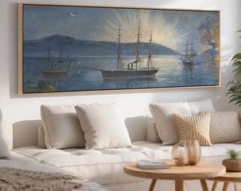 Nautical Sailing Ship Canvas Print | Vintage Sunset Seascape Wall Art