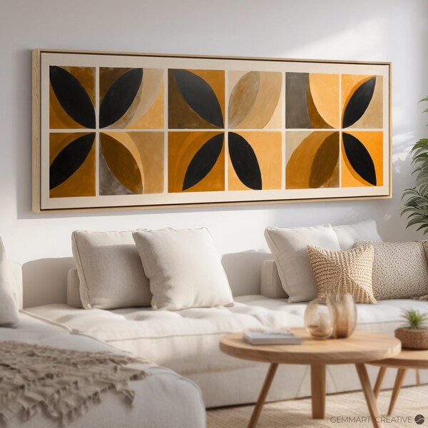 Mid-Century Modern Floral Canvas Print | Geometric Abstract Art