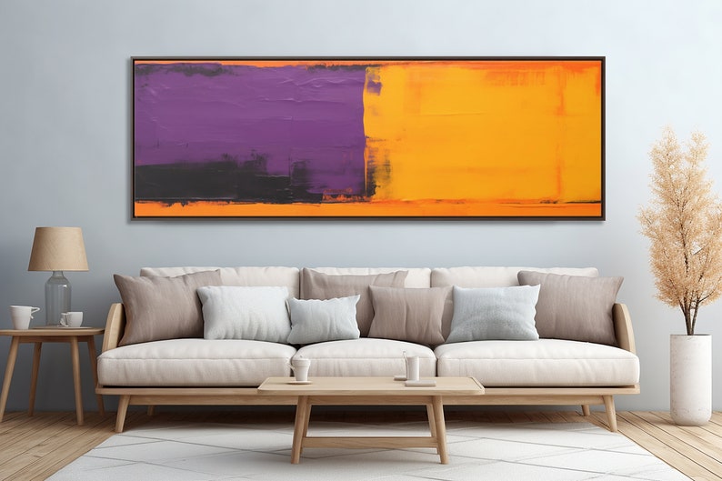 Block Color Narrow Panoramic Wall Art Long Horizontal Canvas Print