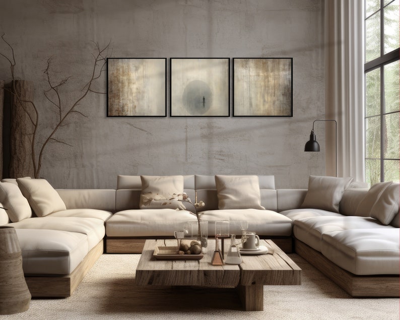 Silent Loop Neutral Colors Wall Art 3 Piece Wall Art Canvas - Etsy