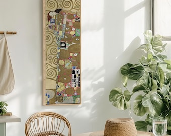 Tree of Life Canvas Print | Klimt Wall Art, Vertical Framed Golden Artwork, The Kiss Art