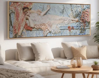 Reclining Woman Canvas Print | Panoramic Vintage Giclée Wall Art