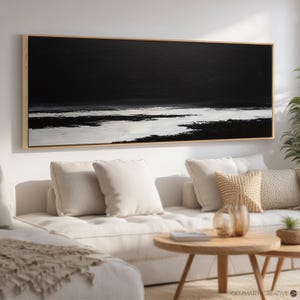 Black and White Abstract Canvas Art | Minimalist Nordic Decor