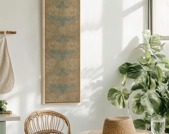 Vintage Floral Pattern Canvas Wall Art | Antique Gold & Teal Botanical Print