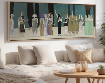 Mythology Aphrodite Wall Art | Panoramic Canvas, Long Narrow Giclee Print, Classical Greek Decor, Framed Historical Fine Art