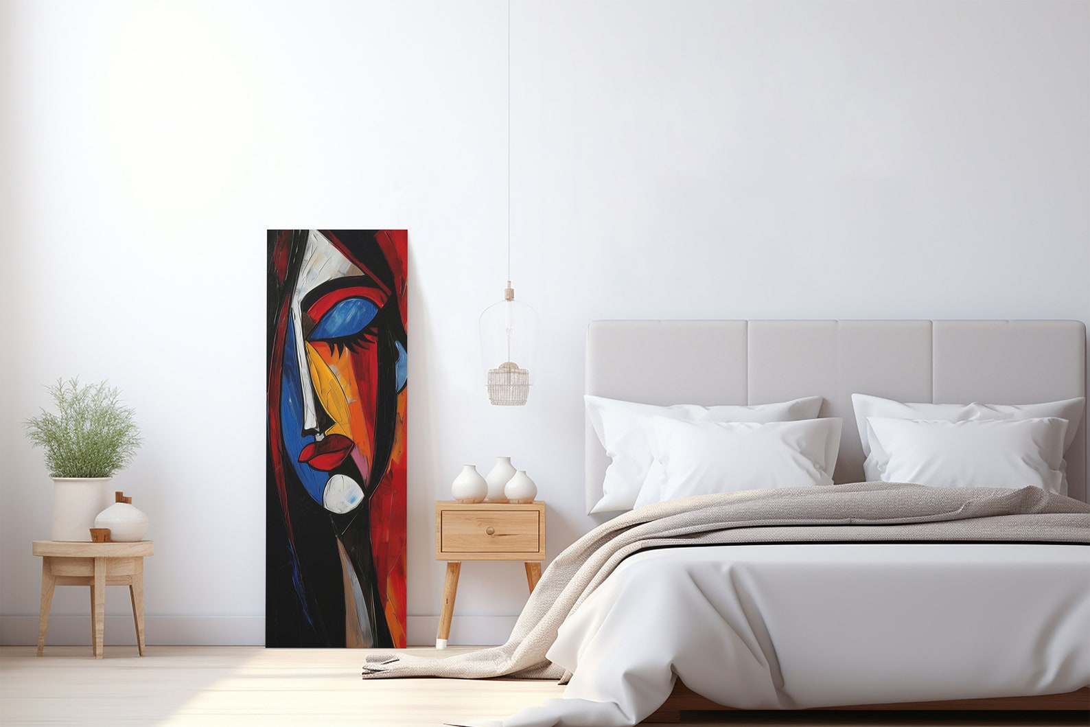 Surreal Woman Painting Framed Canvas Print Figurative Cubism Vertical