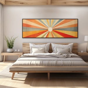 Sunburst Panoramic Wall Art | Horizontal Sun Canvas Print | Canvas Wall Art | Retro Sunburst | Boho Sun Art | Long Narrow Decor | Wide Print