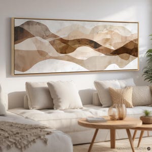 Neutral Waves Framed Canvas Print | Earth Tones Abstract Art