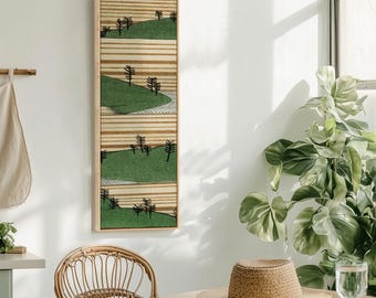 Minimalist Green Hills Canvas Art | Scandinavian Landscape Giclée Print