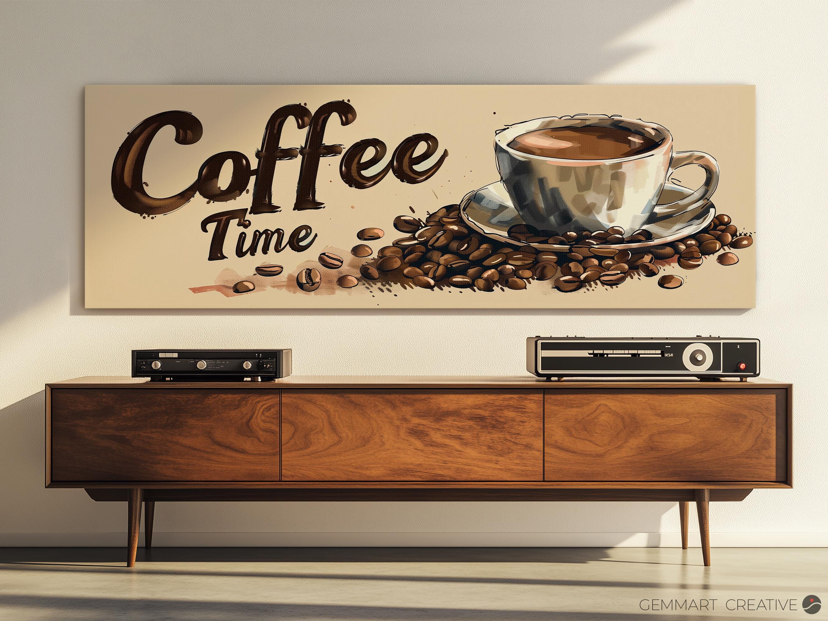 Coffee Time Canvas Print | Espresso Beans, Vintage Kitchen Art - Etsy