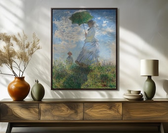 Monet Woman with Parasol Canvas Art Print | Impressionism Painting