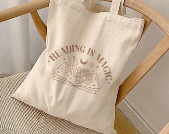 Reading is Magic Tote Bag, Cute Reading Book Lover Gifts, Tote Bag Gift for the Readers, Gift for Book Lover, Bookish Tote Bag, Reading Tote