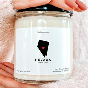 Nevada State Candle, Nevada kaart cadeau kaars, Nevada thuisstaat cadeau, Las Vegas staat kaars, Desert State kaars, Nevada bewegende cadeaukaars