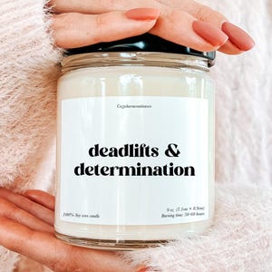 Deadlifts And Determination Candle Fitness Gift For Gym Lovers Motivational Soy Candle Workout Decor Powerlifting Inspiration Candle