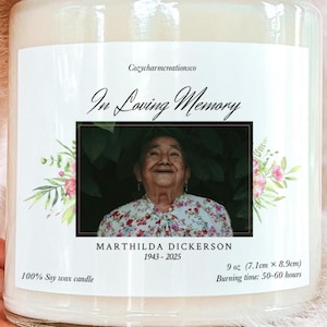 Custom Remembrance Candle for Loved One Photo Memorial Candle Sympathy Gift Bereavement Keepsake In Loving Memory Candle