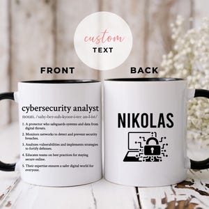 Personalized Cybersecurity Analyst Mug, Gift for Cybersecurity Analyst, Custom Cybersecurity Analyst Appreciation Information Security Gifts