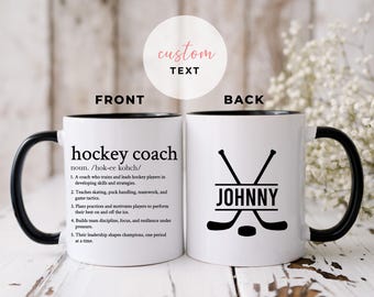 Caneca personalizada com definição de treinador de hóquei, presente para treinador de hóquei - Caneca personalizada com definição, caneca de presente para treinador de hóquei, caneca de presente para mentor de hóquei