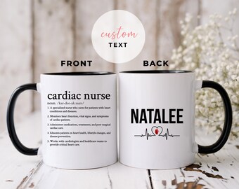 Taza personalizada de enfermera cardíaca, taza personalizada de enfermera cardíaca, regalo de agradecimiento para enfermeras cardíacas, regalo para el equipo de enfermeras cardíacas, regalo para enfermeras de cardiología