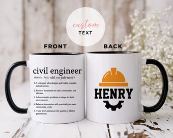 Taza de ingeniero civil personalizada, regalo para taza de ingeniero civil, regalo de taza de ingeniero civil personalizado, nuevo regalo de agradecimiento de taza de ingeniero civil