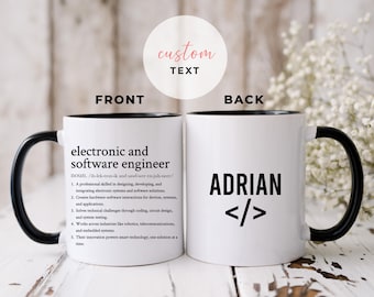 Personalize Electronic and Software Engineer Mug, Gift for Developers, Software Developer Mug, Tech Engineer Mug, Tech Software Engineer