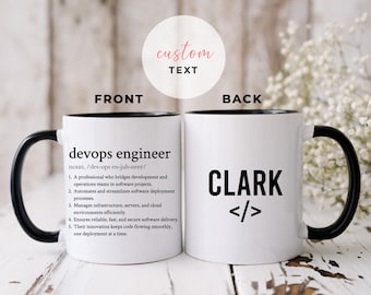 Benutzerdefinierte DevOps Engineer Tasse Personalisierte Tech Job Geschenk Software Programmierer Definition Tasse Coding Kaffeetasse für Programmierer Mitarbeiter