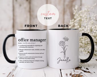 Personalized Office Manager Mug Custom Job Title Definition Coffee Mug Gift For Women Men Work Coworker Birthday Admin Gift Idea