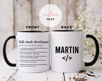 Personalized Full-Stack Developer Mug, Gift for Full-Stack Developer, Custom Name Coding Mug, Full Stack Developer Team Appreciation Gifts