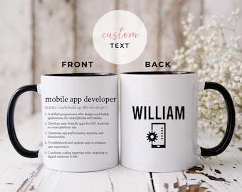 Personalized Mobile App Developer Mug, Gift for App Creators, Custom Mobile Developer Gift Mug, Mobile App Developer Team Appreciation Gift