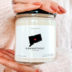 Connecticut State Love Candle, Love from Connecticut Candle, Connecticut Pride Candle, Home in Connecticut Candle Thoughtful Gift Idea