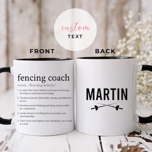 Personalized Fencing Coach Mug-Custom Name Gift for Trainers, Fencing Coach Gift Mug, Fencing Coach Appreciation Mug, Fencing Instructor Mug