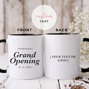 Personalized Grand Opening Mug, Custom Company Mug Logo, Corporate Event Gift Mug, Business Launch Party Favor Mugs, Business Opening Favor