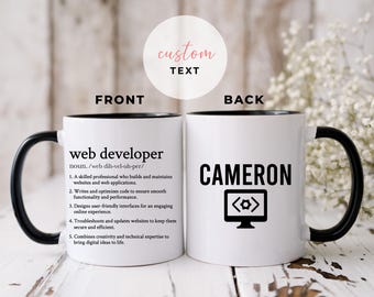 Taza de desarrollador web personalizada, regalo para el departamento de desarrolladores web, taza de regalo de desarrollador web con nombre personalizado, regalo de agradecimiento para el equipo de desarrolladores web